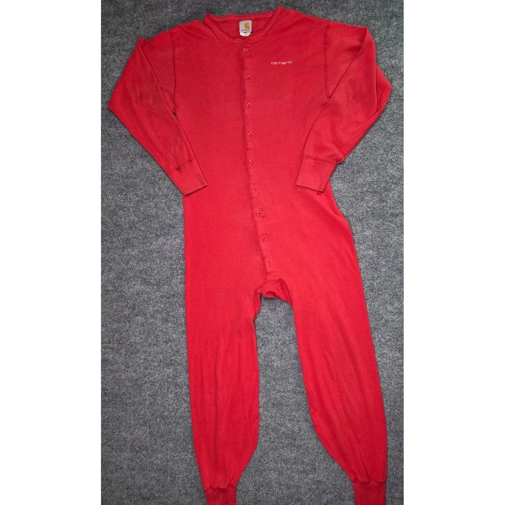 Carhartt Union Suit Mens XL Red Thermal‎ One Piece Long John Base Layer USA K12
